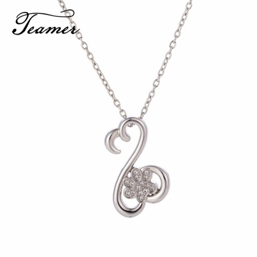 Teamer  New Fashion Dog Footprints With Crystal Choker Necklace Paw Pendant Jewelry For Women And Girl As Birthday Gifts 