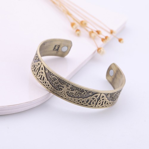Skyrim Ankle Bracelet  Life Tree Engraved Jewelry Viking Cuff Bangle Silver Plated Magnetic Bracelets Bangles For Man Women Gift