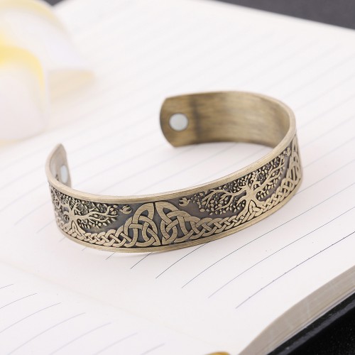 Skyrim Ankle Bracelet  Life Tree Engraved Jewelry Viking Cuff Bangle Silver Plated Magnetic Bracelets Bangles For Man Women Gift